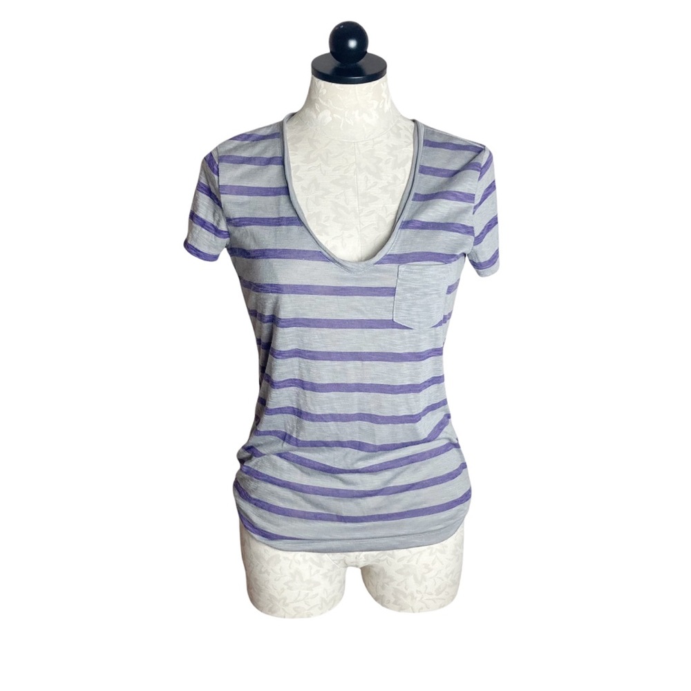 Kirra V-Neck Short Sleeve Striped Shirt